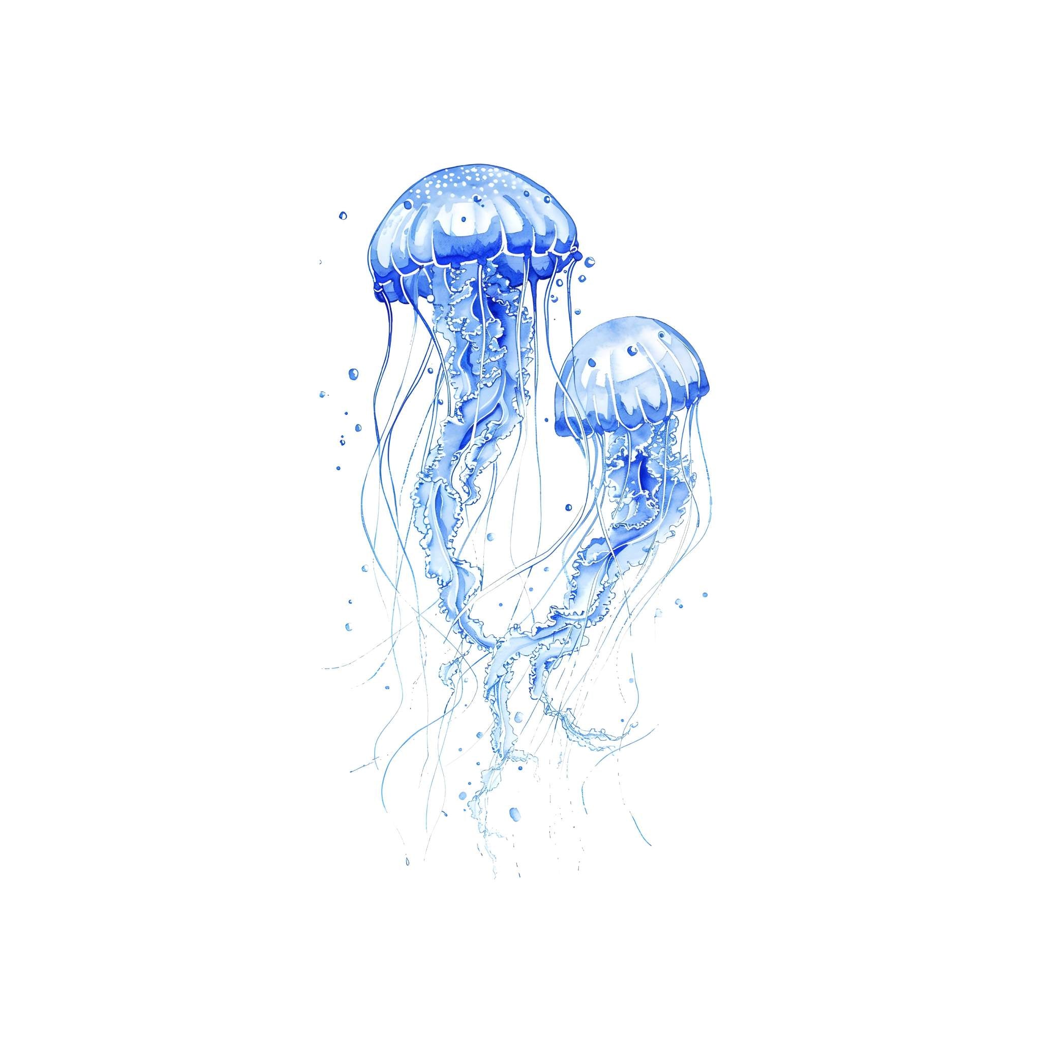 Blue Jelly fish watercolour